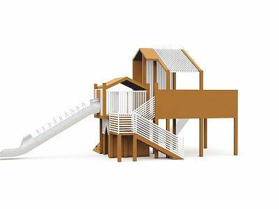 Amusement equipment wooden platform slide wooden house toy amusement model