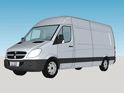 Silver Cargo Van Side View With Modern Design For Commercial Use 3d model