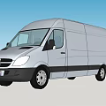 Silver Cargo Van Side View With Modern Design For Commercial Use 3d model