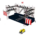 Heavy Duty Commercial Construction Equipment With Scaffolding Platform And Orange Banners
