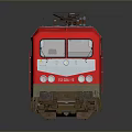 Red Electric Train Locomotive Model with Detailed Design and Reflective Surface