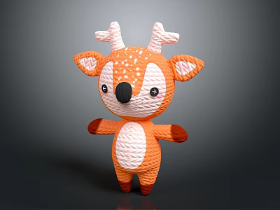 Cute Deer Shaped Orange Decorative Furniture With White Spots And Black Features 3d model