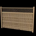 Wooden Room Divider With Lattice Top And Vertical Slats Design
