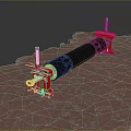 Hardware Tools Black Roller With Red Brackets And Metal Components On Rock Surface