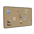 Corkboard Photo Wall With Pinned Photos Cards and Decorative Items