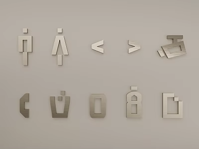 Modern Metal Decorative Wall Hanging Ornaments With Various Geometric Shapes 3d model