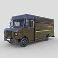 Modern Brown Delivery Truck With Cargo Van Body And Express Logo
