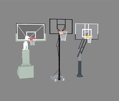 Different Types of Basketball Hoops as Essential Sports Equipment for Playgrounds 3d model