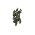 Various Bonsai Potted Plants on Wooden Metal Shelves with Lush Green Leaves and Hanging Vines