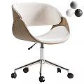 Modern Single Chair With Wooden Frame White Cushion Metal Base And Swivel Wheels