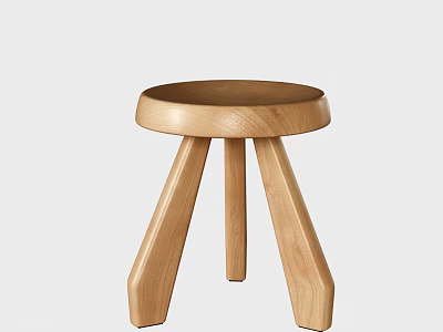 Wooden Stool With Modern Simple Design Round Top And Three Legs 3d model