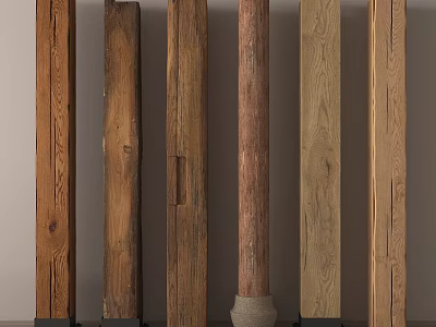 Natural Wooden Components With Various Wood Types And Textures For Interior Design 3d model