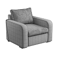 Modern Gray Upholstered Single Sofa With Armrests And Comfortable Cushion Design 3d model