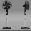 Two Black Standing Air Conditioner Fans With Metal Stand Base And Adjustable Height