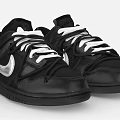Nike Black Sneakers With White Laces Silver Side Logo And Purple Accents