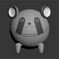 Silver Metallic Mouse Character Featuring Shiny Surface And Stylized 3D Design