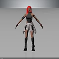 Female Character With Red Hair Gray Sleeveless Top White Tied Apron And Black Boots