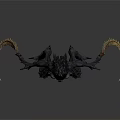 Black Spiked Fantasy Creature 3D Model With Golden Head And Spears