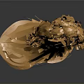 Elegant Golden Bride And Groom Sculpture With Flowing Metallic Dress And Bouquet