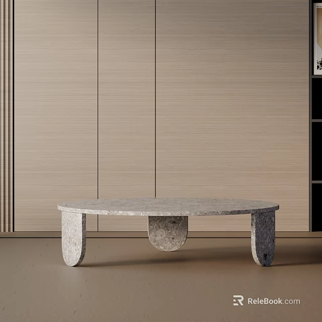 Modern Minimalist Sofa And Coffee Table Set With Marble Top And Curved Base Design 3d model 