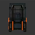 Industrial Green And Orange Forklift With Cab And Front Forks For Material Handling