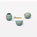 Three Light Green Ceramic Vases With Crackle Texture On White Background 3d model