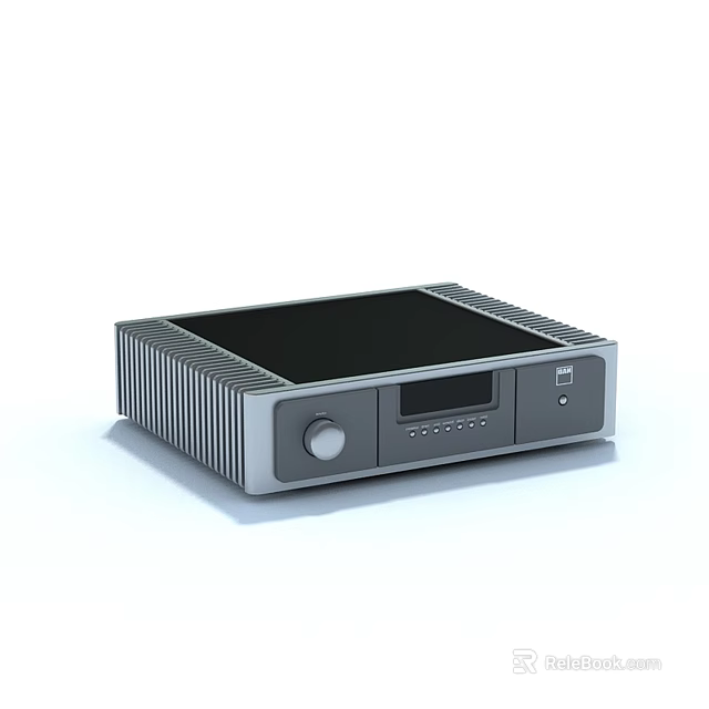 Modern Headphone Speaker Audio Device Featuring Metal Casing Front Knob Display Screen And Buttons 3d model 