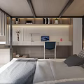 Kids Room Interior Design With Bed Desk Bookshelf Plants And Wall Art