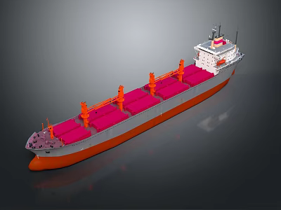 Modern Bulk Cargo Ship Water Transport with Open Deck Holds and Upper Superstructure Design 3d model