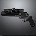 Tactical Revolver With Scope Black Red Grip And Metal Body Modern Design