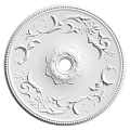 White Decorative Ceiling Medallion With Ornate Floral Patterns And Central Circular Hole 3d model