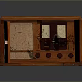 Vintage Wooden Cabinet With Open Doors Interior Storage And Decorative Knobs