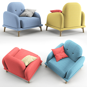 Nordic Single Sofa Armchair 3d model