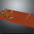 Children's Playground Structure With Red Ground Slide Swings And Climbing Frame
