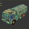 Military Camouflage Transport Truck With Six Wheel Design And Covered Cargo Bed