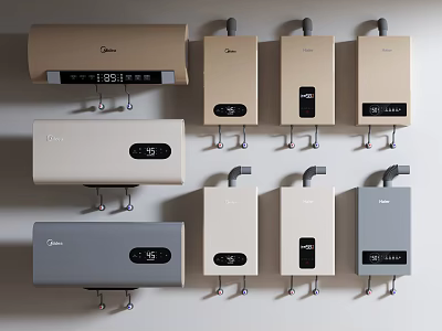 Midea Water Heaters Different Styles Collection Display For Domestic Use 3d model