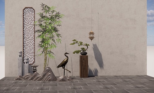 Courtyard Roof Garden Terrace Outdoor Space Hammock Indoor Landscaping Micro Landscape 3d model