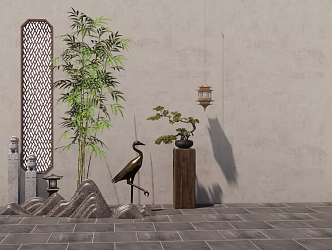 Courtyard Roof Garden Terrace Outdoor Space Hammock Indoor Landscaping Micro Landscape 3d model