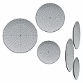 Woven Circular Wall Decor Set of Three with Geometric Trim and Natural Rattan Texture