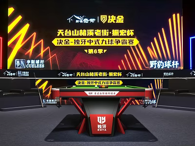 Billiard Room With Chinese Eight Ball Challenge Final Match Season 6 And Wild Leopard Cues 3d model