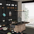 Tea Specialty Store Modern Exterior With Glass Doors Interior Display Shelves And Green Plants