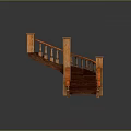Elegant Wooden Curved Staircase With Red Handrail Decorative Posts And Balusters