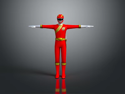 Red Action Figure Toy With Red Jumpsuit Gold Accents Helmet And Outstretched Arms 3d model