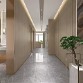 Modern Public Restroom Interior With Marble Countertop Mirrors Wooden Accents And Lighting Design