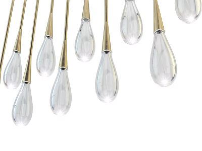 Modern Teardrop Shaped Chandelier With Transparent Glass And Golden Metal Decor 3d model
