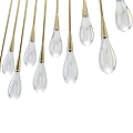 Modern Teardrop Shaped Chandelier With Transparent Glass And Golden Metal Decor