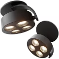 Modern Black Downlights and Spotlights with Multi Light Heads for Ceiling Lighting 3d model
