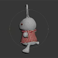 White Rabbit Plush Doll With Long Ears Red Eyes And Red Checkered Shirt