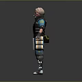 Game Movie Character With Short Hair Blue Outfit Black Vest Tactical Armor Gear