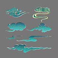 Traditional Chinese Cloud Patterns With Blue Green Hues And Decorative Design Elements 3d model